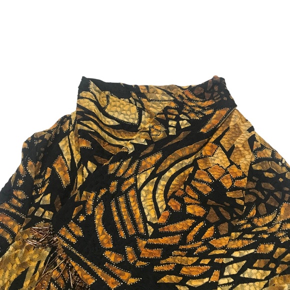 Retro Abstract Print Drape Jacket/Kimono Jacket/Abstract Metallic Open Front - Picture 4 of 16